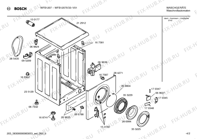 Схема №2 WFB1207II с изображением Панель для стиральной машины Bosch 00206060