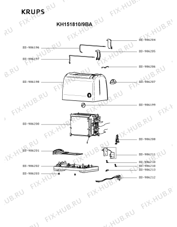 Схема №1 KH151810/9BA с изображением Провод для тостера (фритюрницы) Krups SS-986212