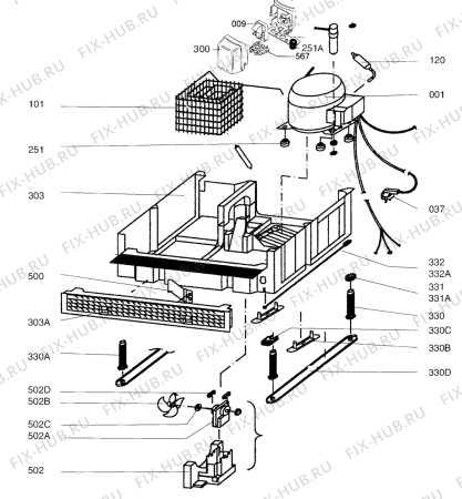 Взрыв-схема холодильника Aeg S1544-4I - Схема узла Cooling system 017