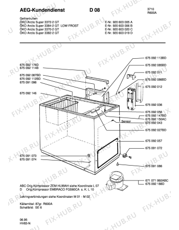 Взрыв-схема холодильника Aeg ARC3384-2 GT - Схема узла Freezer cooling system