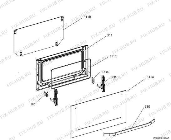 Взрыв-схема комплектующей Aeg Electrolux KB68004-5-M - Схема узла Door