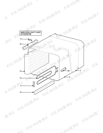 Взрыв-схема плиты (духовки) Electrolux CSB4411 (WHITE ROSE) - Схема узла H10 Main Oven Cavity (large)