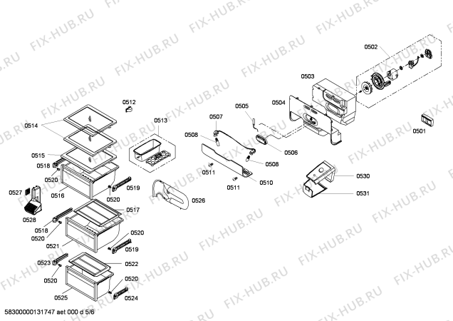 Схема №2 KANKB990 с изображением Крышка для холодильной камеры Bosch 00641082