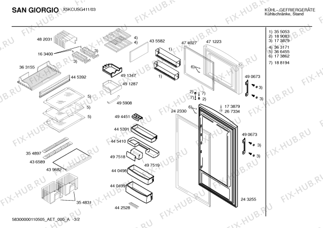 Схема №1 X5KCUSG411 с изображением Поднос для холодильника Bosch 00445410