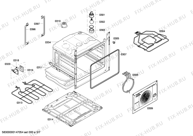 Взрыв-схема плиты (духовки) Bosch HCE744720V - Схема узла 03