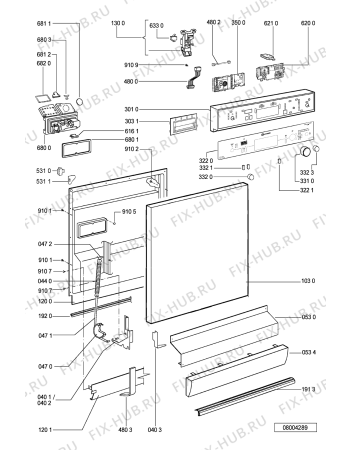 Схема №1 GSFH 2958 WS с изображением Обшивка для посудомоечной машины Whirlpool 481245372947