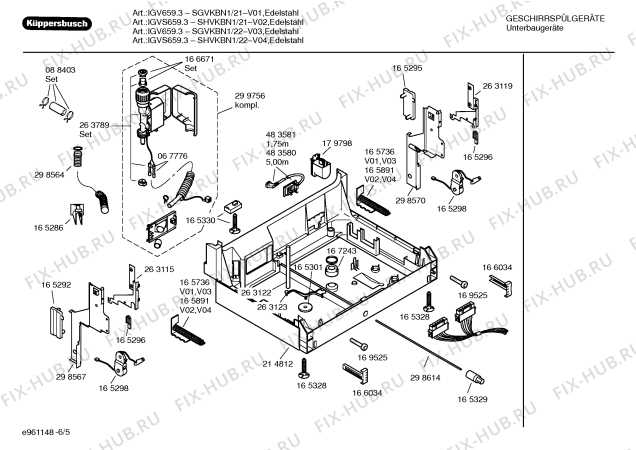 Взрыв-схема посудомоечной машины Kueppersbusch SHVKBN1 IGVS659.3 - Схема узла 05