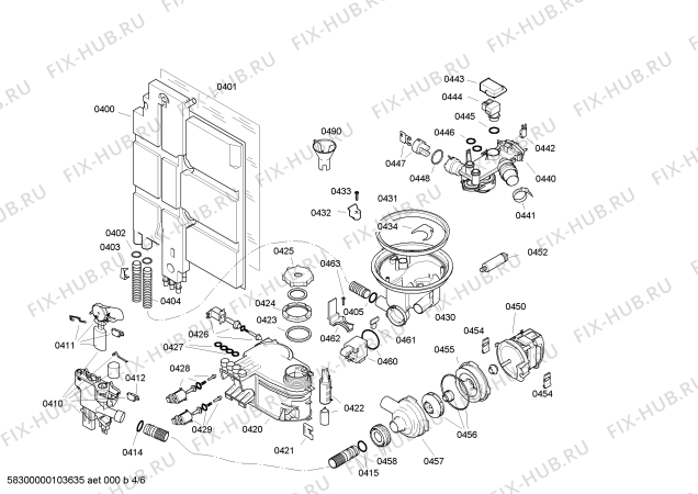 Взрыв-схема посудомоечной машины Siemens SE25M670II - Схема узла 04