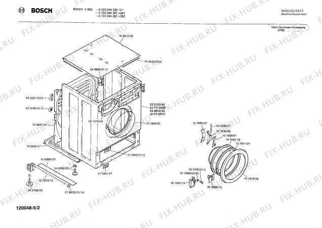 Взрыв-схема стиральной машины Bosch 0722044367 V652 - Схема узла 02