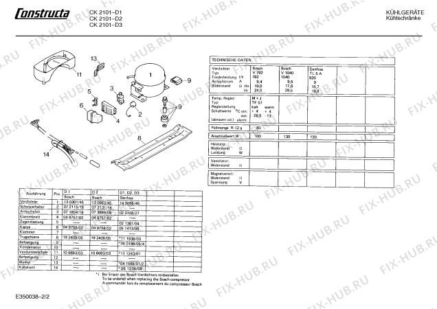 Взрыв-схема холодильника Constructa CK2101 - Схема узла 02