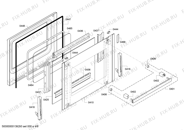 Взрыв-схема плиты (духовки) Bosch HBA73R450 - Схема узла 04