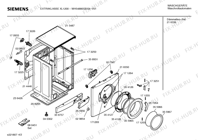 Схема №3 WH54880GB EXTRAKLASSE XL 1200 с изображением Инструкция по установке и эксплуатации для стиралки Siemens 00580054