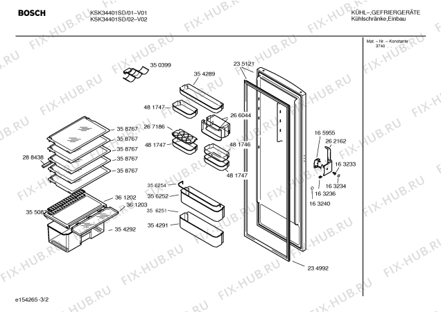 Взрыв-схема холодильника Bosch KSK34401SD - Схема узла 02