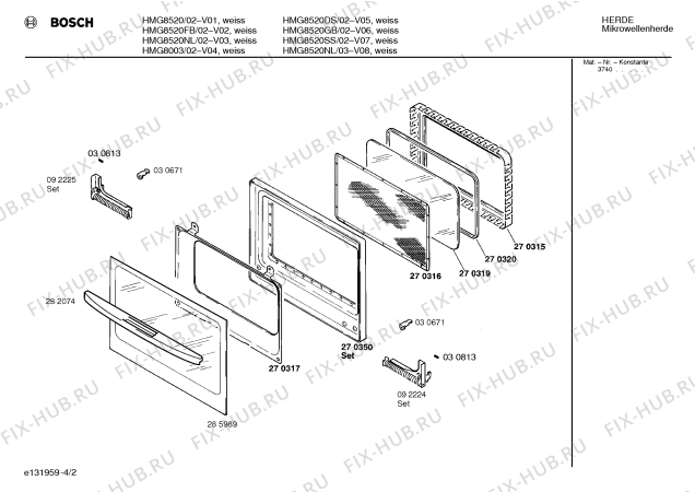 Схема №1 HMG8520DS с изображением Таблица программ для свч печи Bosch 00517597