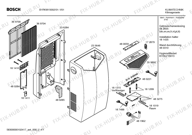 Схема №1 B1RKM15002 aeria duo с изображением Компрессор для климатотехники Bosch 00143344