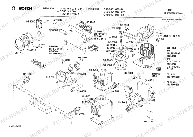 Взрыв-схема микроволновой печи Bosch 0750491085 HMG2200 - Схема узла 04