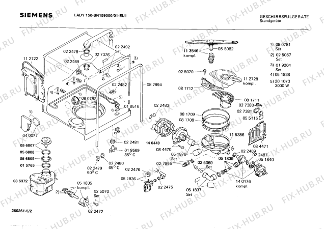 Схема №1 SN159000 с изображением Панель для посудомойки Siemens 00270165