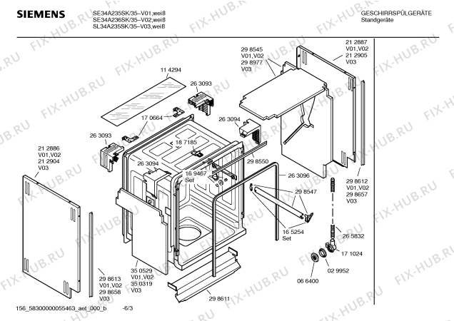 Взрыв-схема посудомоечной машины Siemens SE34A235SK - Схема узла 03