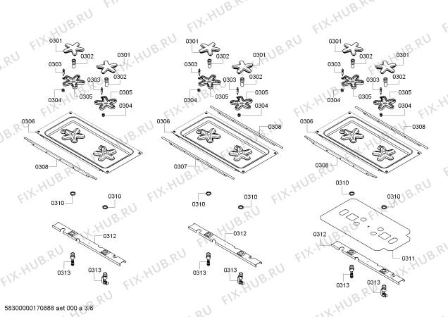 Схема №1 PC486GLBS с изображением Коллектор для плиты (духовки) Bosch 00663744