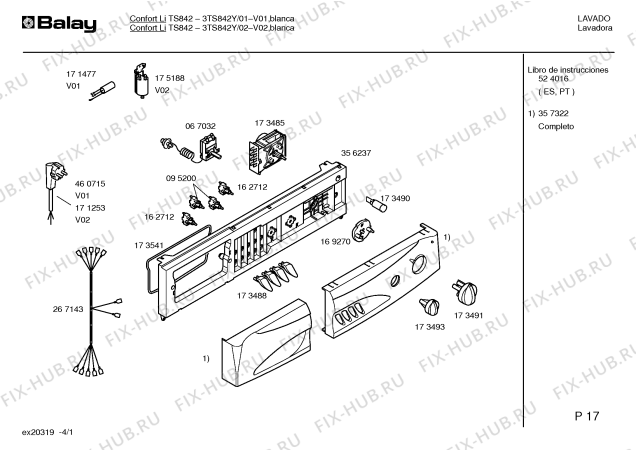 Схема №1 3TS842Y Confort LI TS842 с изображением Панель управления для стиралки Bosch 00357322