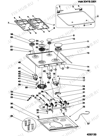 Схема №1 PF640ESTIXHA (F048174) с изображением Поверхность для электропечи Indesit C00257488