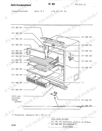 Схема №1 SANTO 16E с изображением Дверка для холодильной камеры Aeg 8996710683518