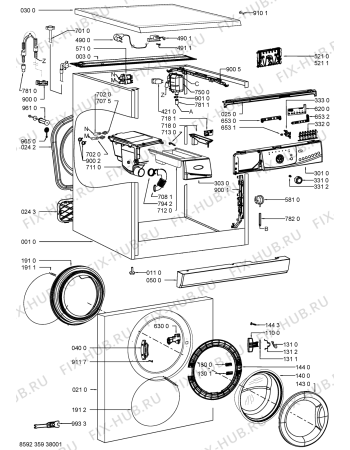 Схема №1 AWO/D 7106/-30 с изображением Обшивка для стиральной машины Whirlpool 480111104132