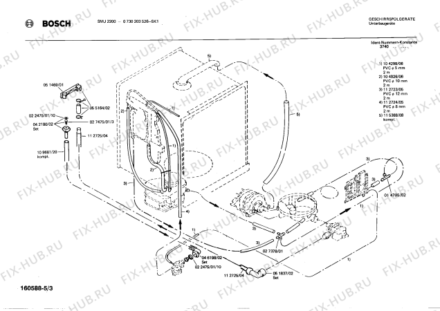 Взрыв-схема посудомоечной машины Bosch 0730203526 SMU2200 - Схема узла 03