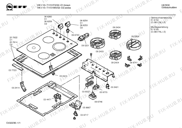 Схема №1 T1151W1GB GB-1084.50HK1 с изображением Стеклокерамика для плиты (духовки) Bosch 00207814