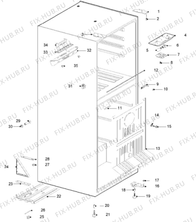 Взрыв-схема холодильника Zanussi ZFK40/36RF - Схема узла Cabinet + armatures