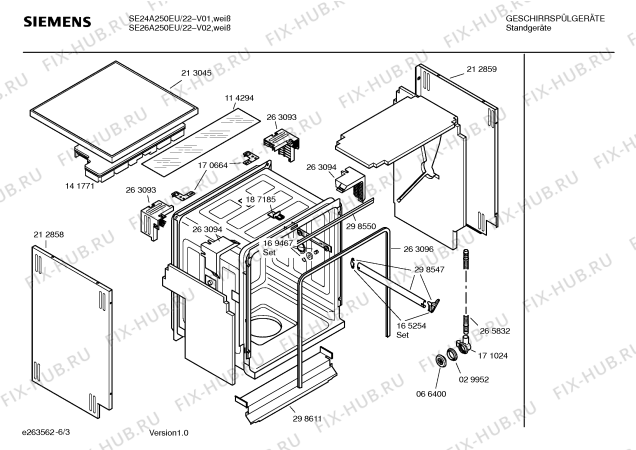 Взрыв-схема посудомоечной машины Siemens SE24A250EU - Схема узла 03