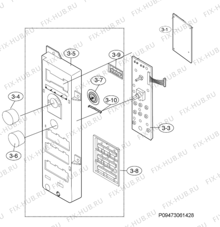 Взрыв-схема микроволновой печи Aeg Electrolux MCC4061E-M - Схема узла Command panel 037