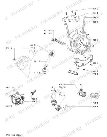 Схема №1 AWO/D 43135 с изображением Обшивка для стиралки Whirlpool 480111100856