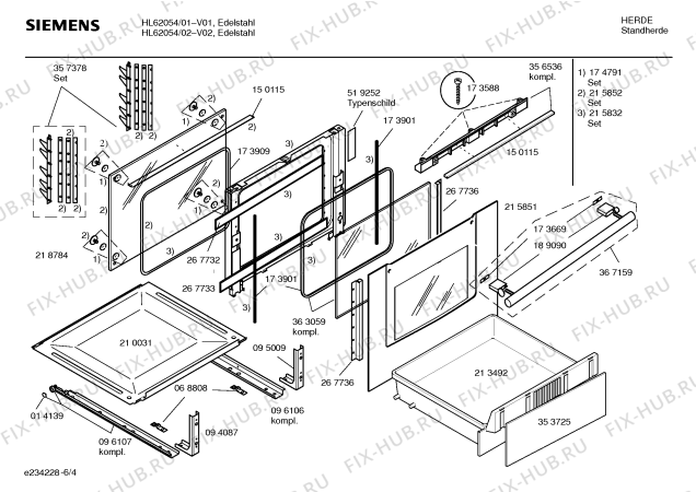 Схема №2 HL62054 Siemens с изображением Инструкция по эксплуатации для плиты (духовки) Siemens 00581568