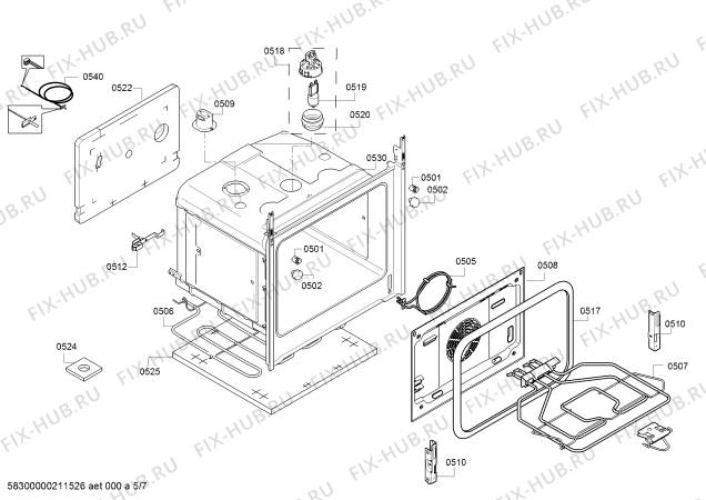 Взрыв-схема плиты (духовки) Bosch HWT591I60T - Схема узла 05