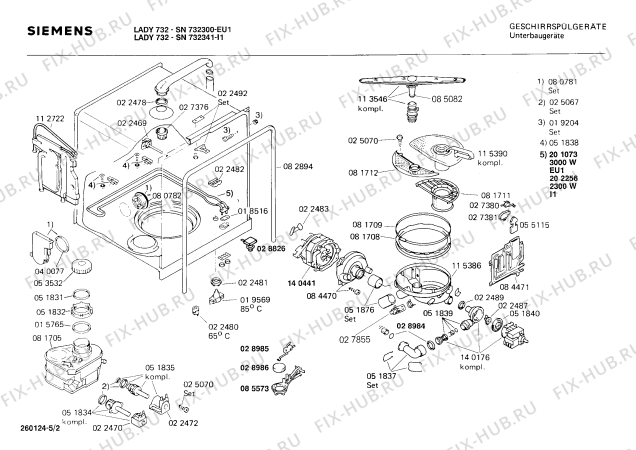 Взрыв-схема посудомоечной машины Siemens SN732300 - Схема узла 02