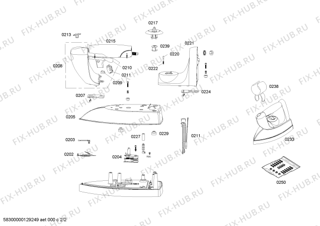 Взрыв-схема утюга (парогенератора) Bosch TDS2545 sensixx B25L professional - Схема узла 02