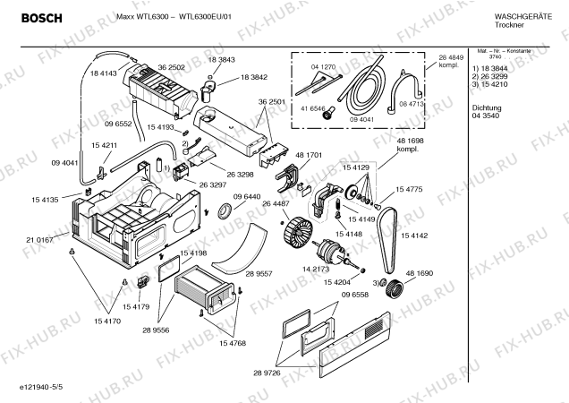 Взрыв-схема сушильной машины Bosch WTL6300EU Maxx WTL6300 - Схема узла 05