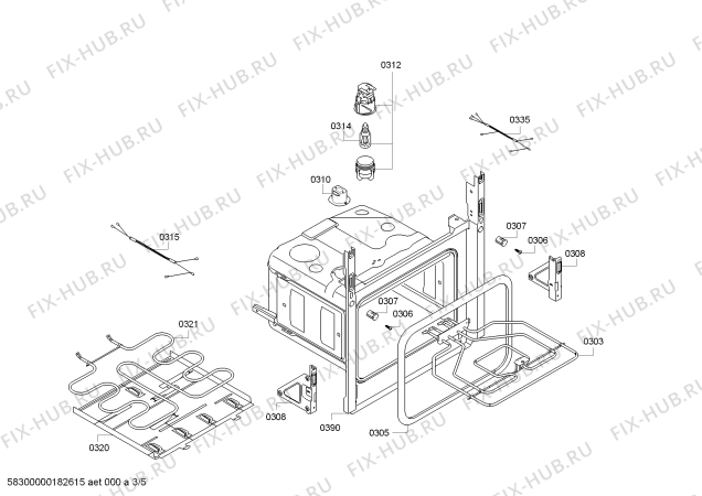 Взрыв-схема плиты (духовки) Bosch HBA11B150Z H.BO.NP.LK/.IN.GLASS.B1/.X.ME_TI// - Схема узла 03