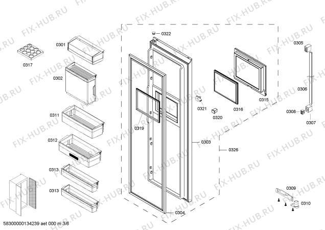 Схема №2 KA63DP76TI с изображением Дверь для холодильника Siemens 00627695