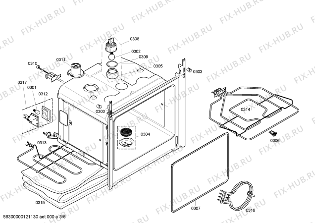 Взрыв-схема плиты (духовки) Bosch HEN360651 - Схема узла 03