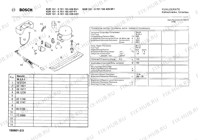 Взрыв-схема холодильника Bosch 0701155429 KUR131 - Схема узла 03