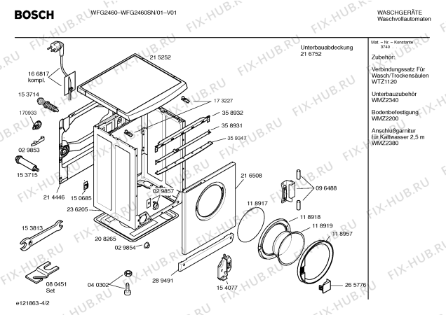 Взрыв-схема стиральной машины Bosch WFG2460SN WFG2460 - Схема узла 02