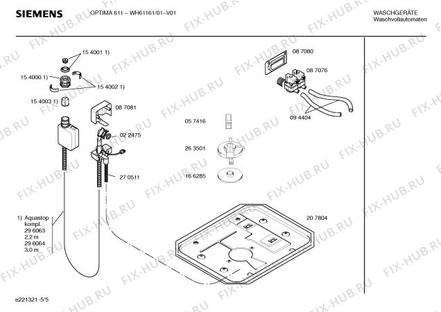 Схема №1 WH61161 OPTIMA 611 с изображением Инструкция по эксплуатации для стиральной машины Siemens 00522109