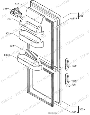 Взрыв-схема холодильника Electrolux ER7429B - Схема узла Door 003