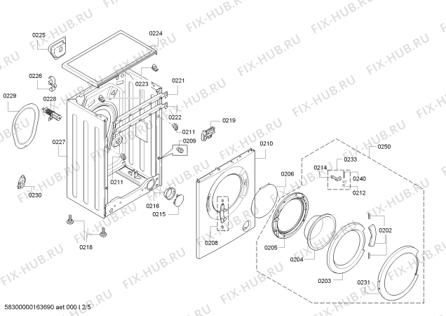 Взрыв-схема стиральной машины Bosch WLG24160BY, Serie 4 - Схема узла 02