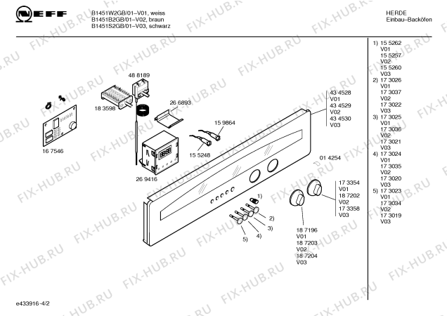 Схема №3 B1451S2GB с изображением Панель управления для плиты (духовки) Bosch 00434530
