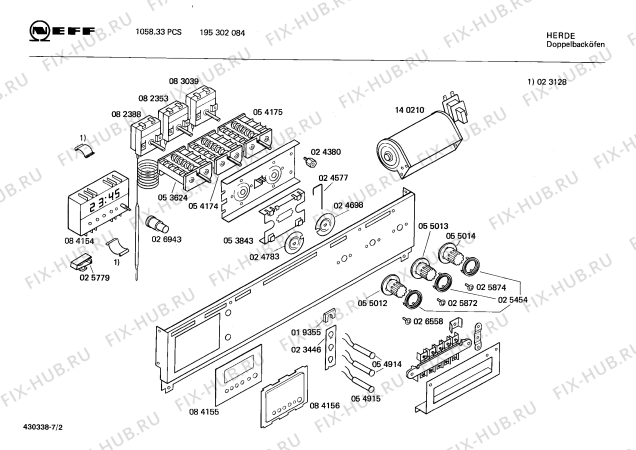 Взрыв-схема плиты (духовки) Neff 195302084 1058.33PCS - Схема узла 02