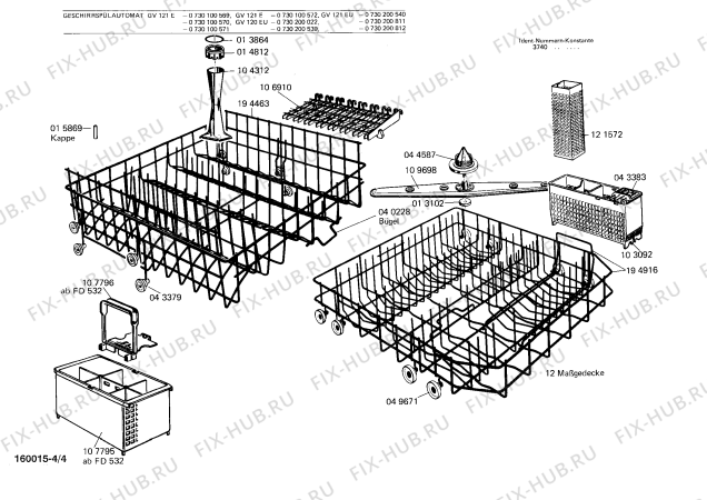 Взрыв-схема посудомоечной машины Bosch 0730200812 GV121EU - Схема узла 04