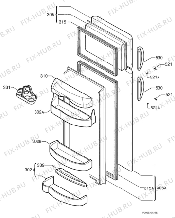 Взрыв-схема холодильника Electrolux ER6826D - Схема узла Door 003